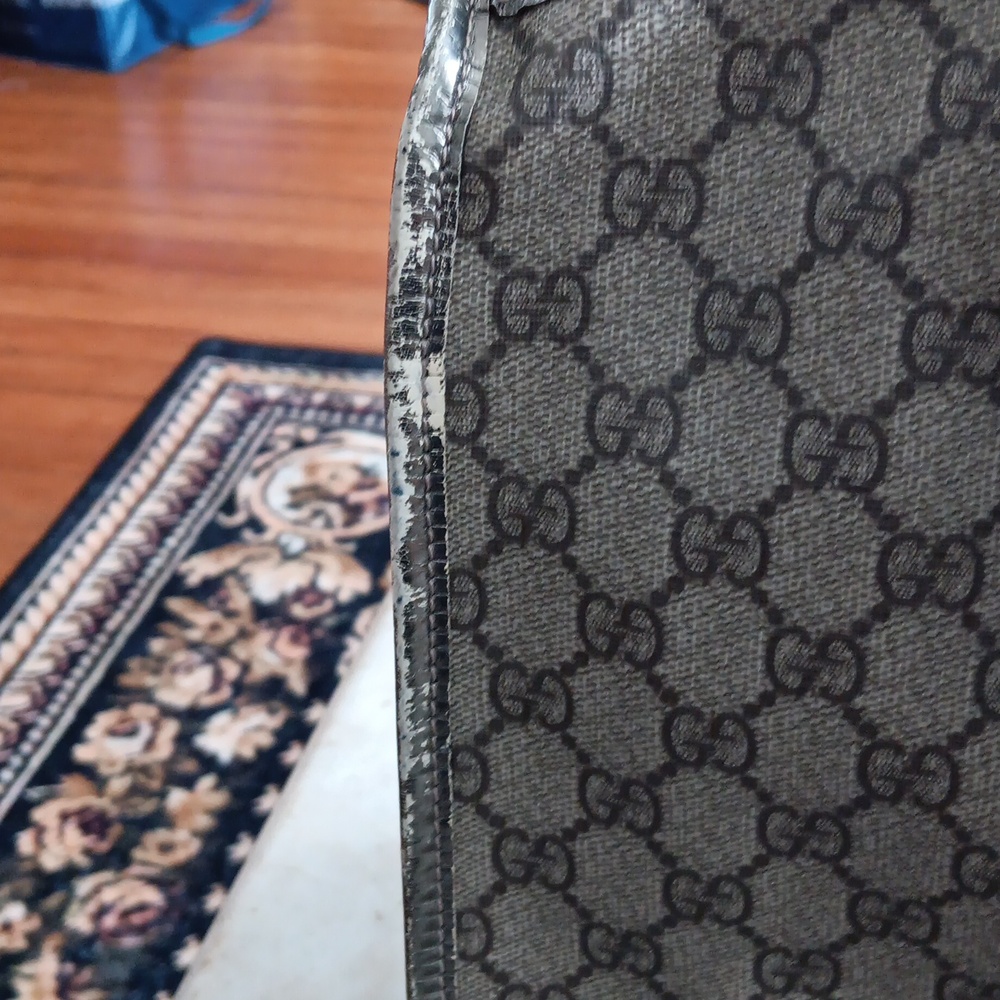 Gucci Monogram Top-Handle Tote in Beige/Brown - Picture 3 of 9